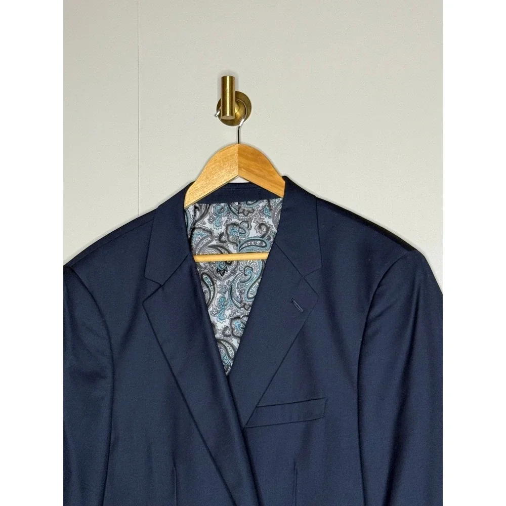 Navy Wool Alan Flusser‎ 42R Paisley Lined Blazer Sport Coat